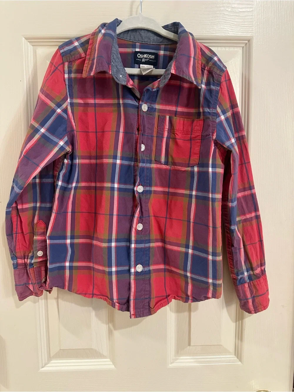 OshKosh B'gosh Kids Red and Blue Plaid Button-Down Shirt